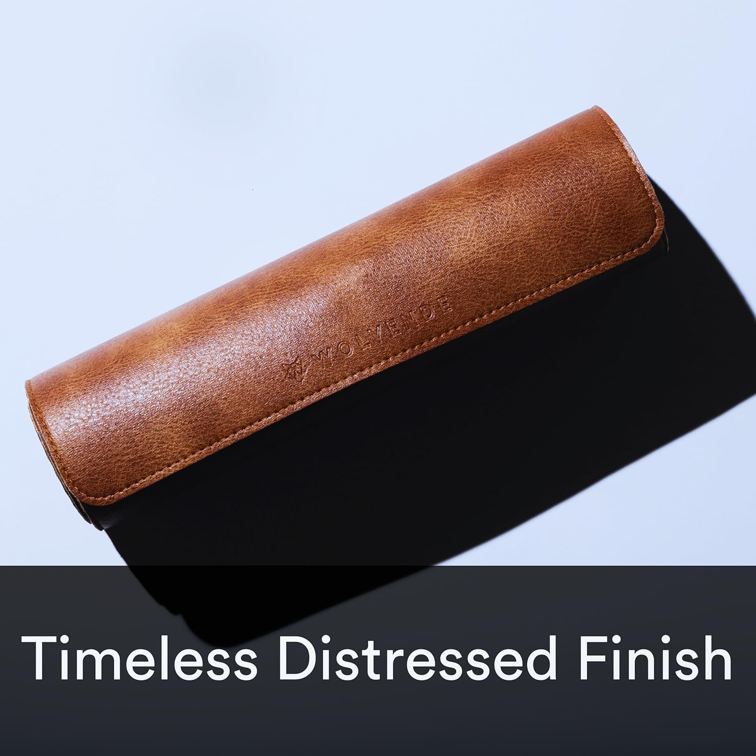 Wolvende Premium Distressed Faux Vegan Leather Desk Mat | Multifunctional Desk Pad for Home Office | (Tan/Brown, 30cm x 70cm) 7