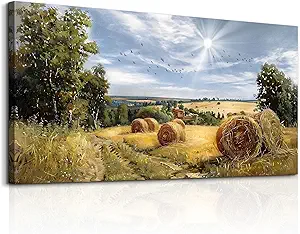 FUHAIHUA Large Wall Decor For Living Room Canvas Wall Art For Bedroom Inspiration Wall Decorations Country Field Pictures Landscape Paintings Artwork Posters Mural Modern Room Home Decor 24x48 In