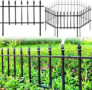 ThealynGardens Metal Garden Fence 22x18in 5 Panels 9.17ft Rustproof Decorative Border for Flower Beds, Yards & Animal Barriers