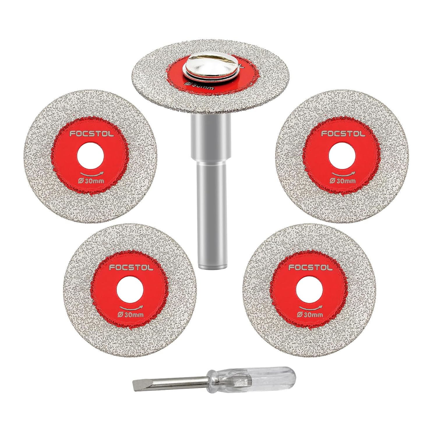 Mini Diamond Glass Cutting Disc - FOCSTOL 5pcs 2 Inch(50mm) Saw Blade and 1pc 5/8''-11 Flange for Glass Jade Marble Granite Artificial Stone Porcelain Tile Ceramic