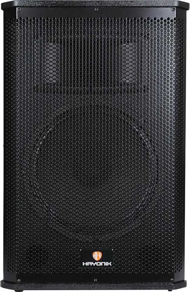 HAYONIK, Caixa Ac. Amplificada em Madeira, 400W, Falante 12", Driver JBL, USB, Entrada P/Mic, Bluetooth, Rádio FM, 200W RMS, Saída Passiva - CX-HK12A