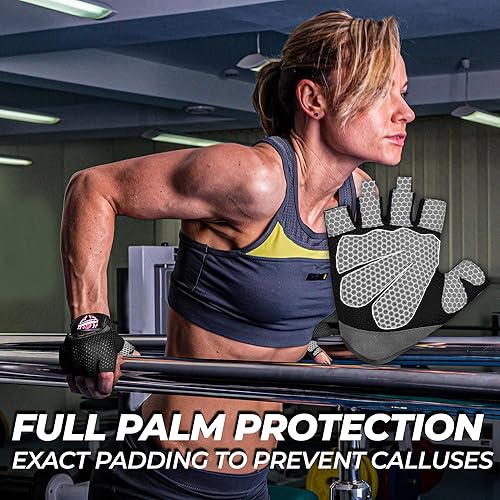 Miniatura 4 de FIGHTSENSE Guantes de levantamiento de pesas con protección completa de la palma de la mano, guantes de entrenamiento para hombres y mujeres,