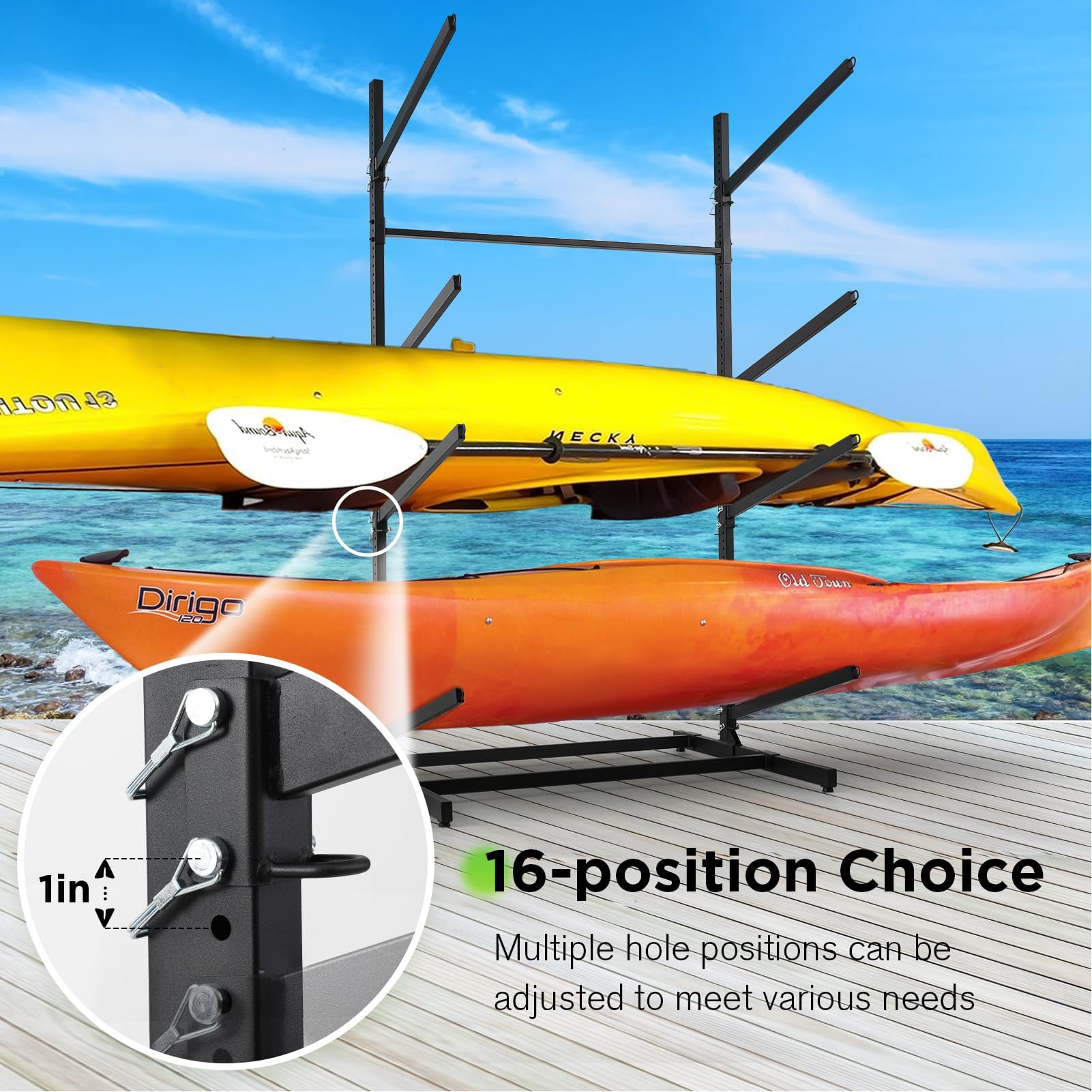 HSGAV Supporto per Kayak,Supporto per Kayak per Stoccaggio All'Aperto: Autoportante Regolabile in Acciaio Resistente per Canoe,Paddleboard,Tavole da Surf,Ideale per Garage E Capannoni Interni