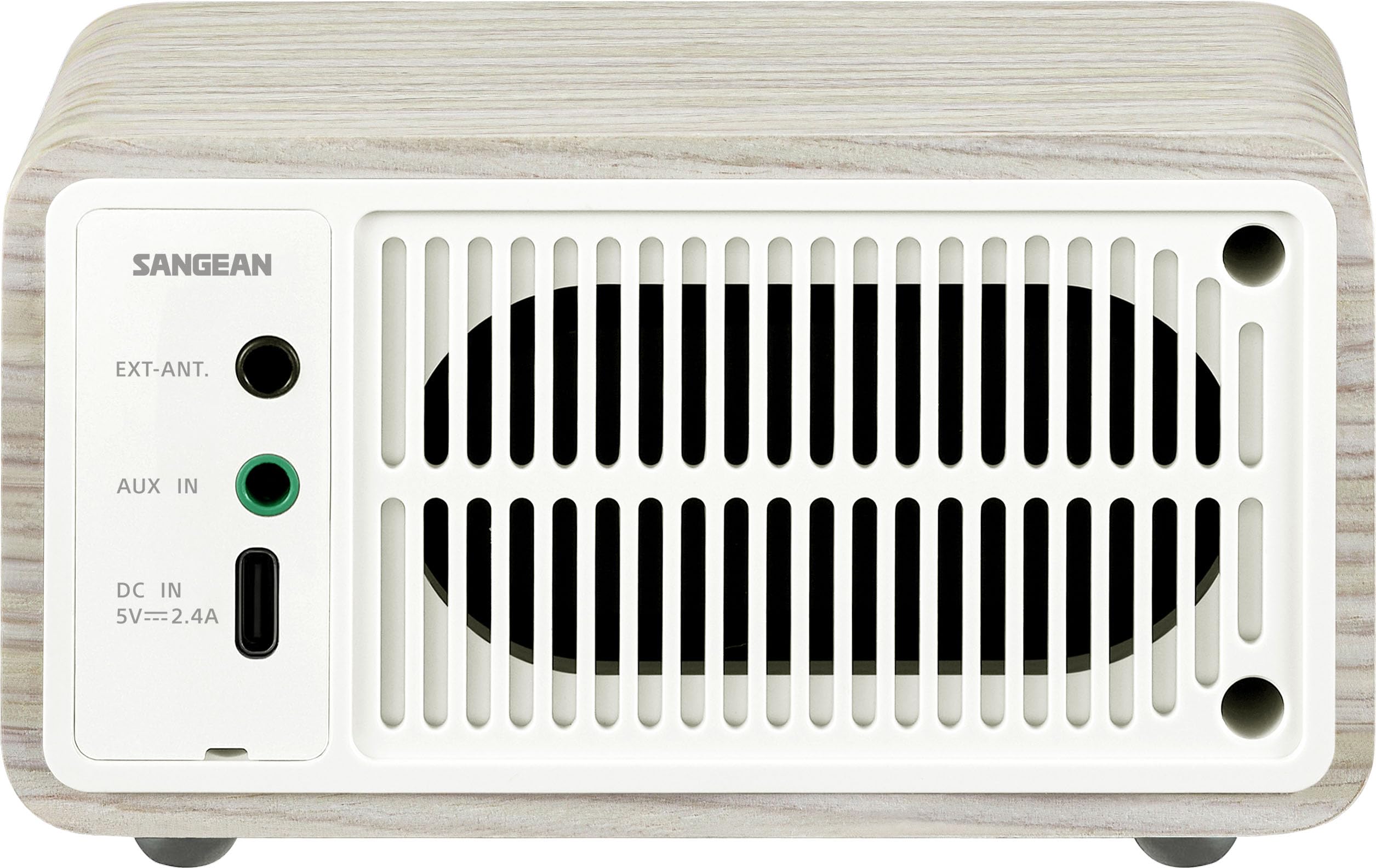 SANGEAN WR-7 Plus (2.ª generación) – Radio retro compacto con altavoz Bluetooth, recepción FM, batería integrada, diseño portátil y carcasa de madera auténtica, roble Moonlight