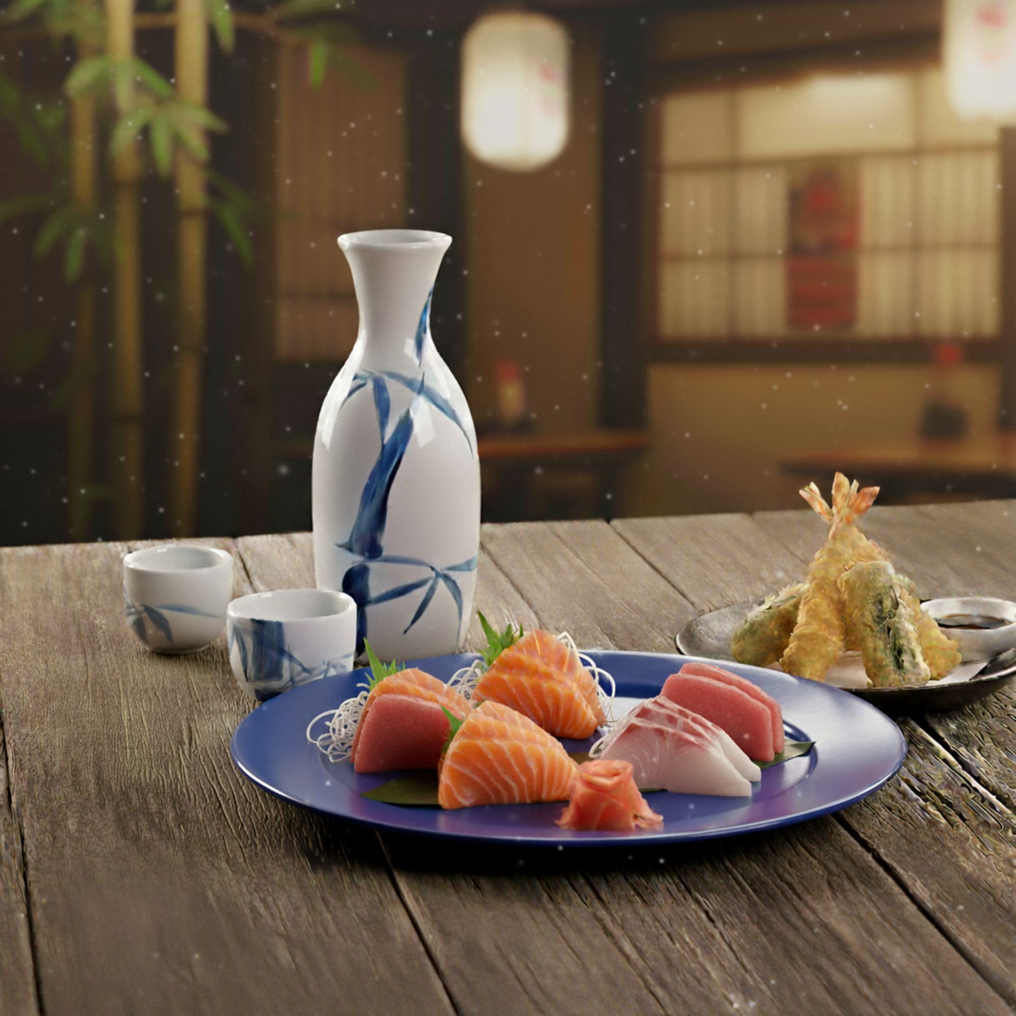 Japanese Sake Glasses Set - 5 Piece Ceramic -4