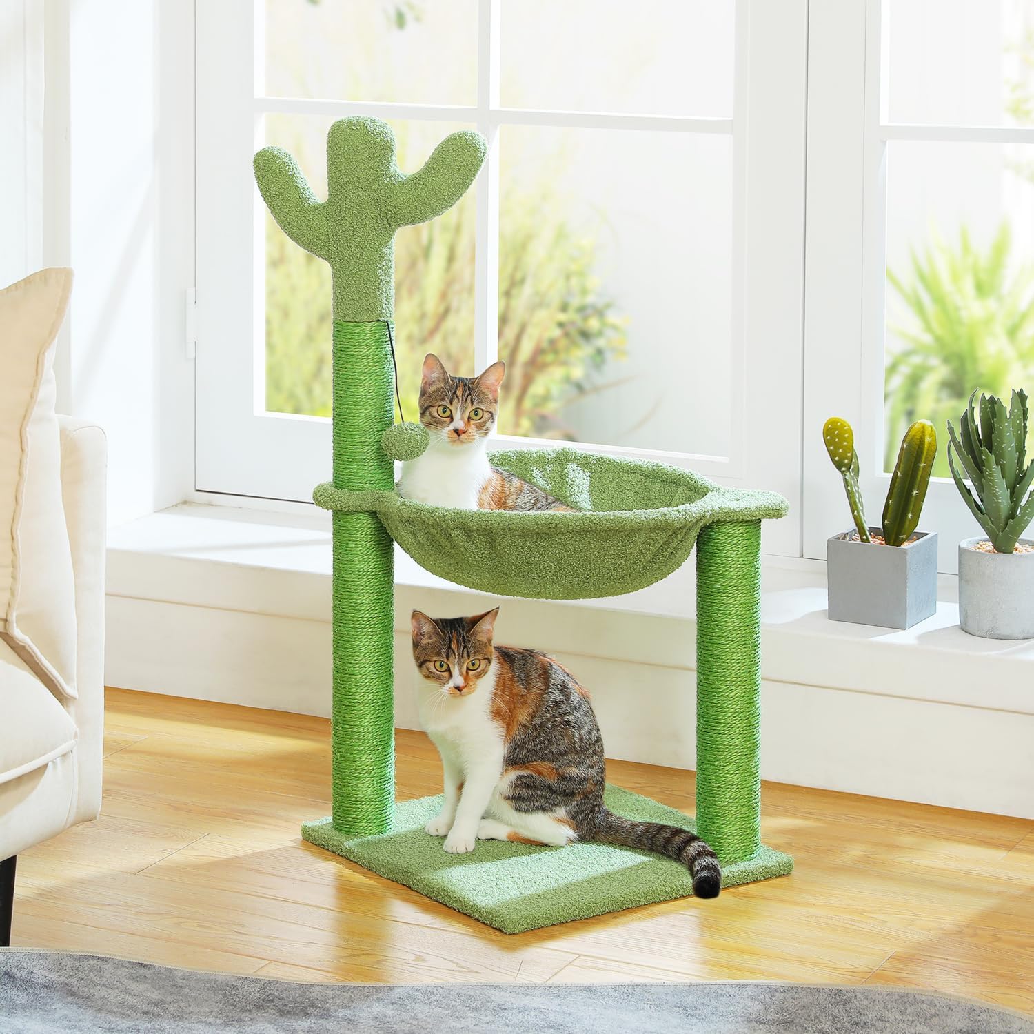 Cactus Cat Tree, 33 Inchs Cat Tower with Lar Soft Hmo and