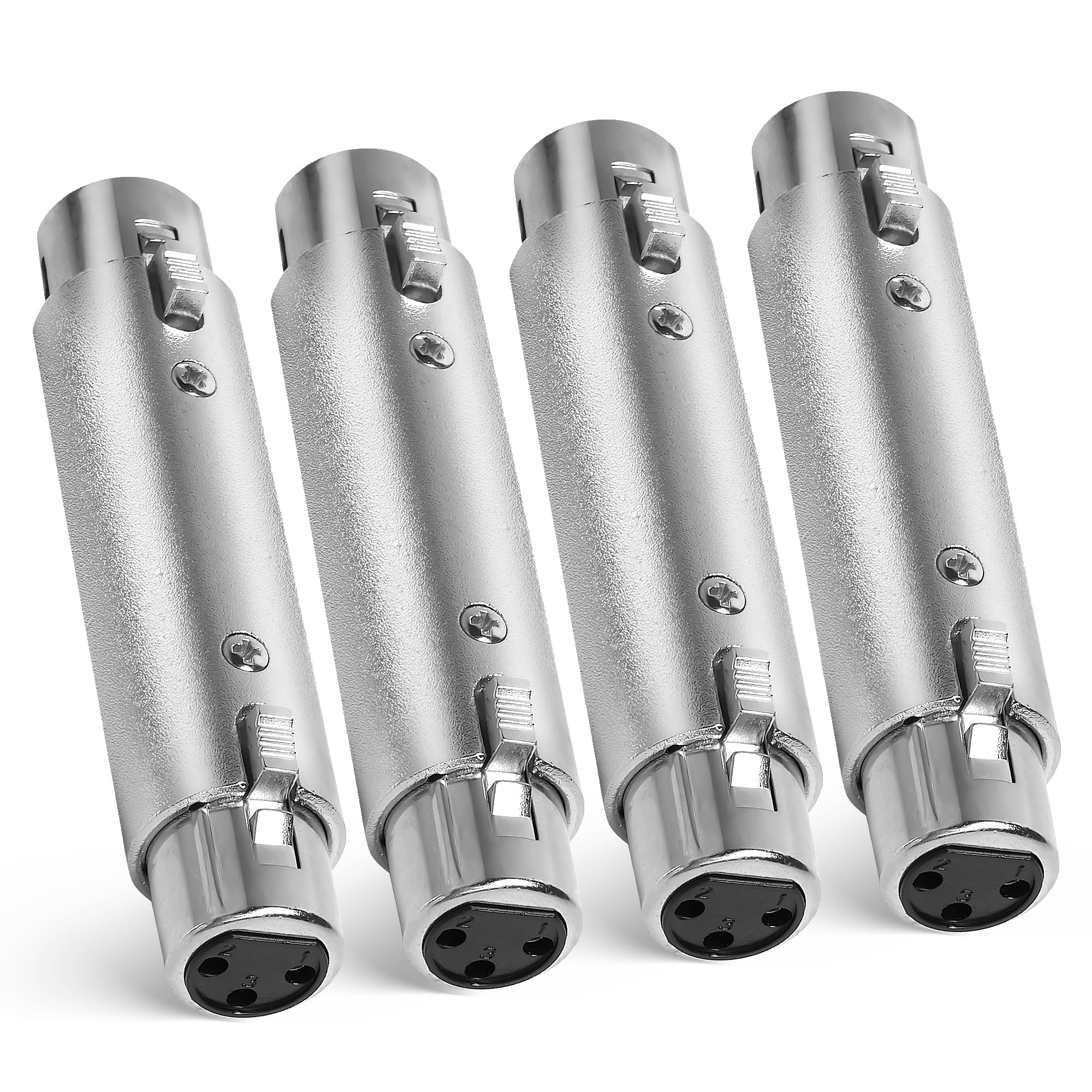 Togconn XLR Female Adapter 4 Pack, 3-Pin Gender Changer Connector, Mic Barrel Extension, Microphone Cable Adapter