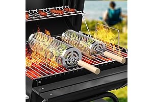 Rolling Grilling Baskets for Outdoor Grill, Prevent Food from Falling