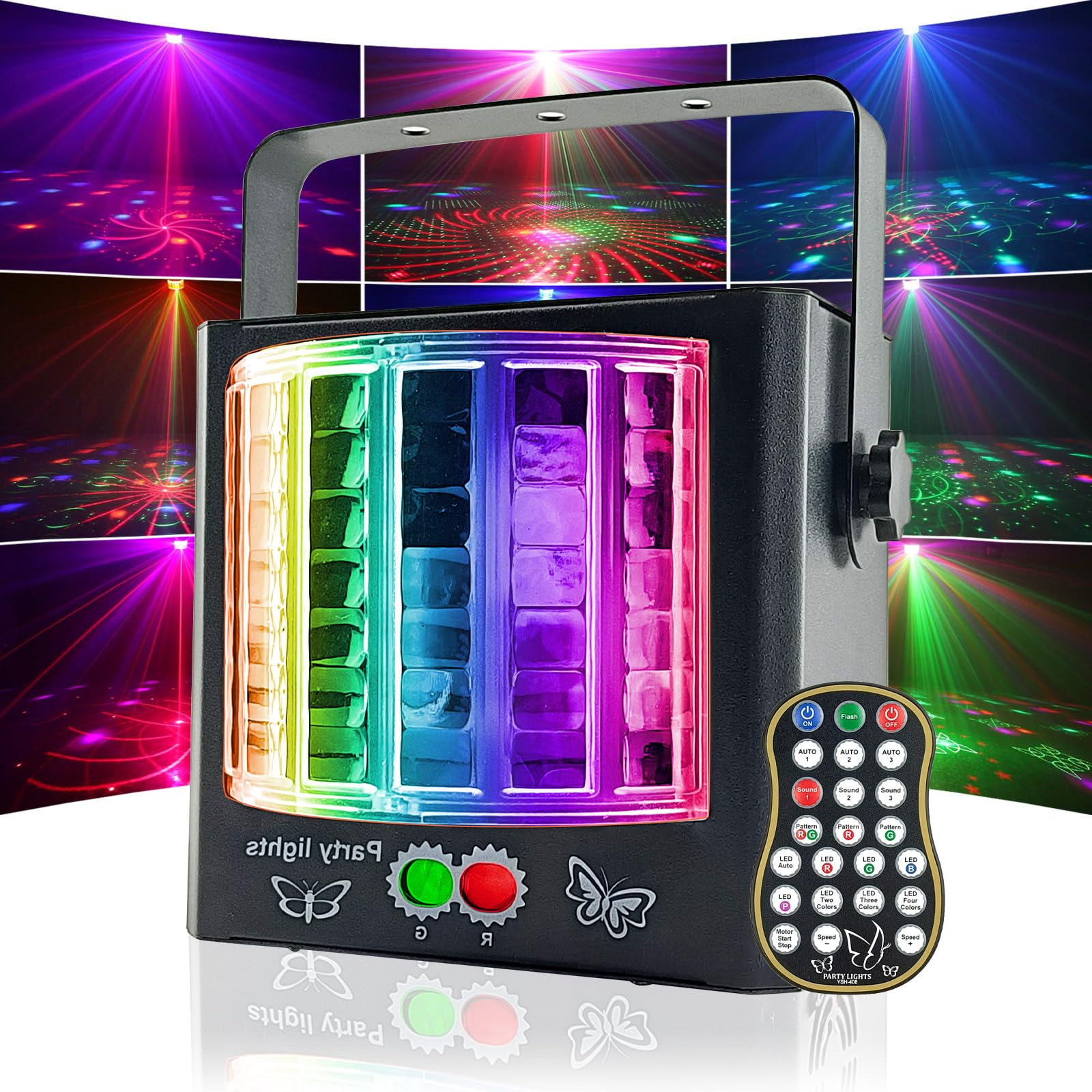 Eagou Diary Luces Discoteca para Casa, 23 Modos Luces Fiesta RGBP Flash Discoteca Mini Luces DJ Lámpara Discoteca Controlada por Control Remoto Luz LED Escenario para Home Party