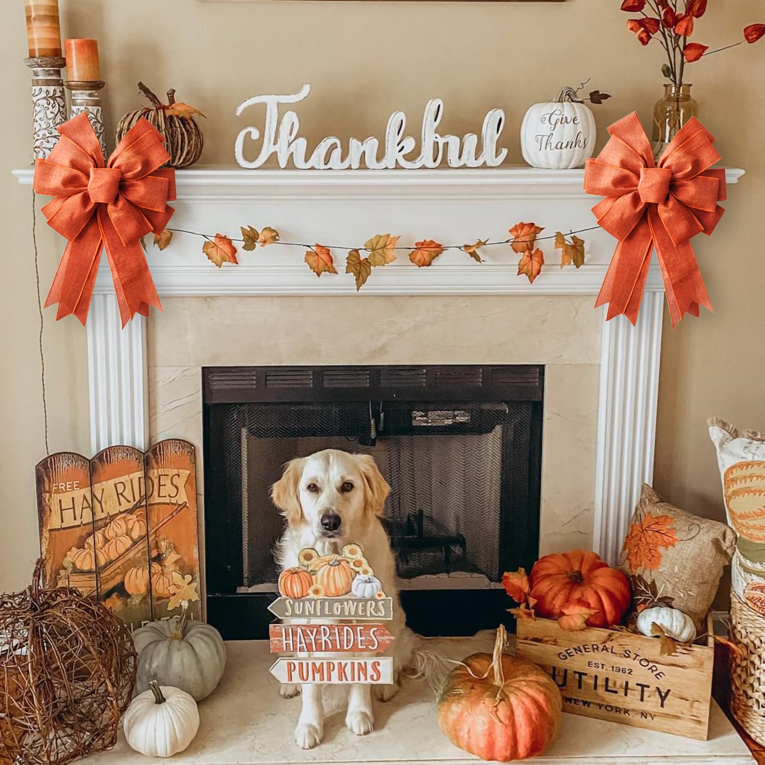 Nœud D'automne Pour Couronne, Nœuds De Thanksgiving D'automne Pour Célébrer La Récolte | Améliorateur D'ambiance Festive Pour La Maison, L'intérieur