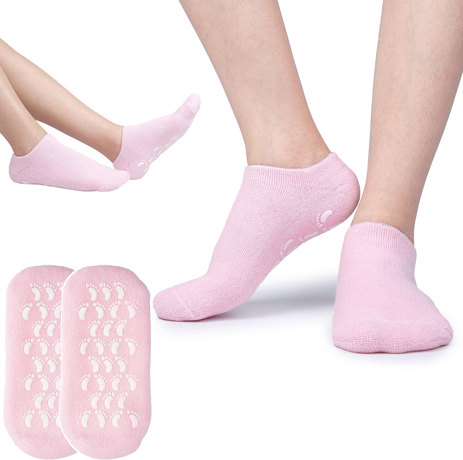 Ziz Care Gel Spa Sock Moisturizing Cotton Silicon Moisturize Soften Repair Cracked Skin Beauty Foot Care Tool Dry Feet Skin Moisturizing Treatment Silicone Socks Infused with Vitamins, Essential Oils