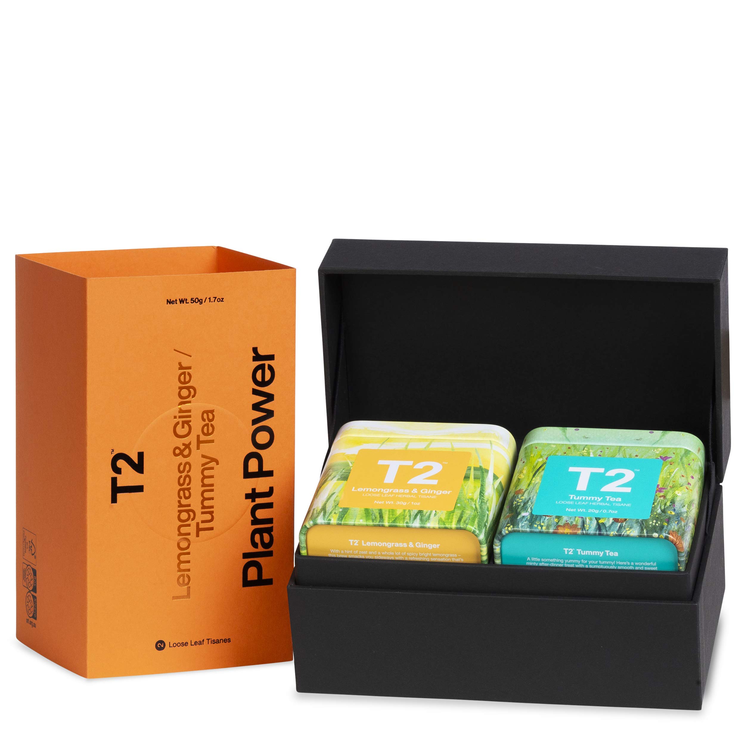 T2 Tea Plant Power - Herbal Tea Gift Pack, 2 Loose Leaf Herbal Tea in Mini Tin, 50g, Peppermint