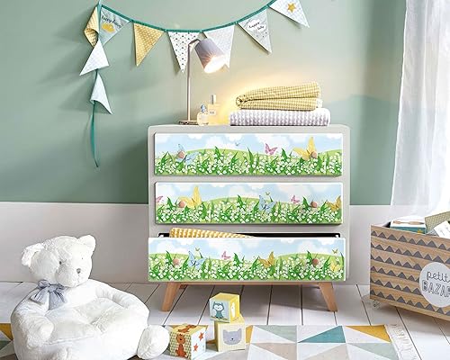 Vista 127 de FLFK Calcomanías de pared para despegar y pegar, para habitación de los niños, calcomanías de peces bajo el mar, 4 x 240 pulgadas (azul)