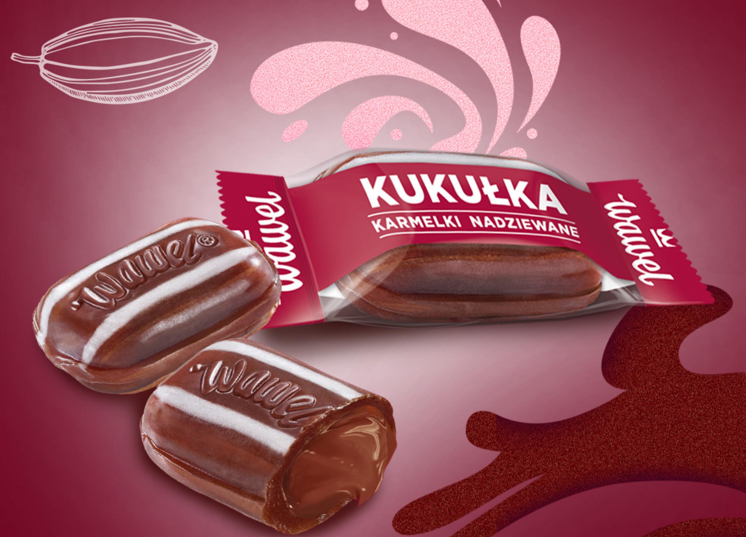 Wawel Karmelki nadziewane Kukułka cukierki z nadzieniem kakaowym 1kg 1000g