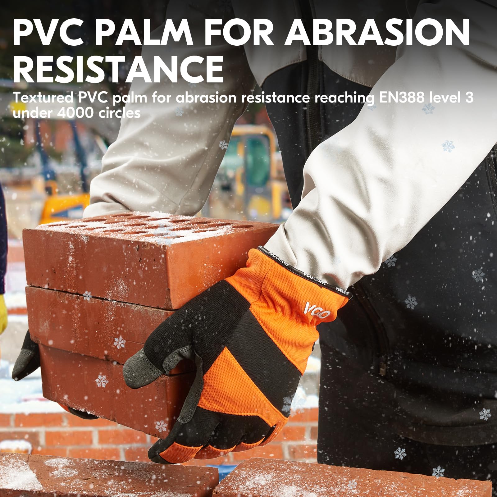 Vgo... 0℃/32°F Winter Cow Leather Work Gloves, Cold Weather Waterproof Safety Work Gloves,Cold Storage or Freezer Use - Image 4
