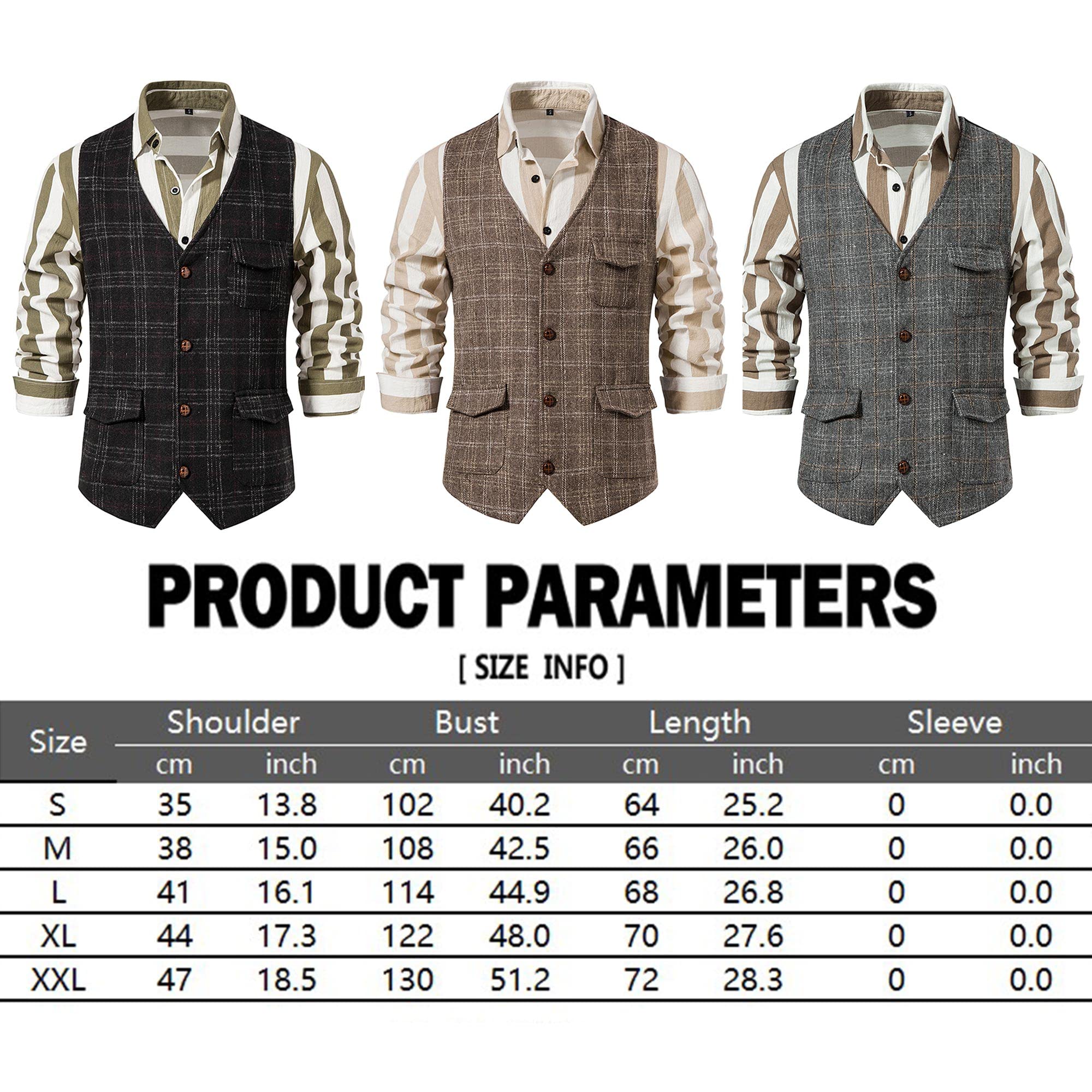 MakingDa Gilet da uomo a quadri formale senza maniche con scollo a V plaid tweed gilet business casual vestito gilet con tasca