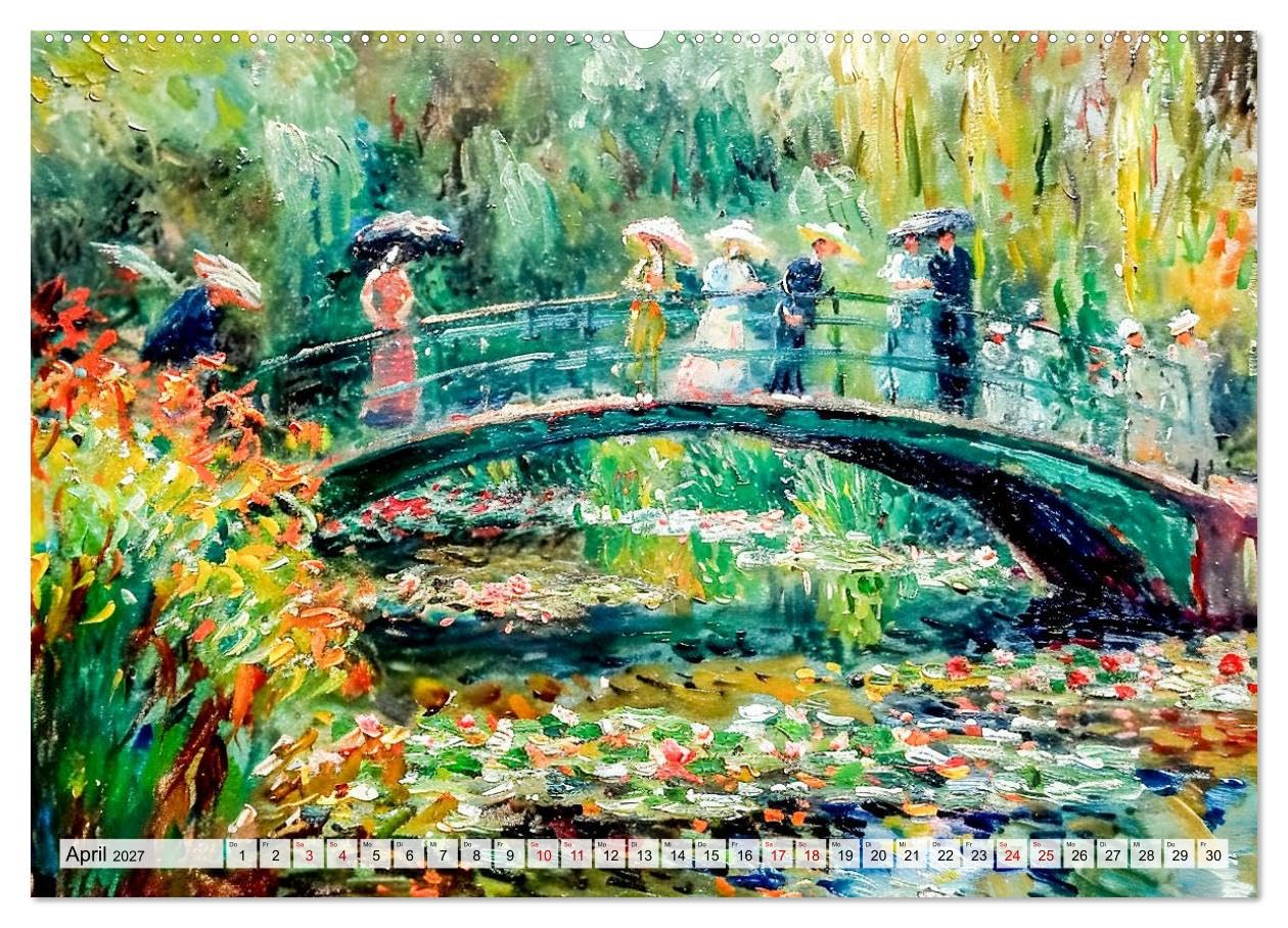 CALVENDO - Gärten im Licht - Impressionistische Spaziergänge mit Blütenpracht (hochwertiger Premium Wandkalender 2027 DIN A2 quer), Kunstdruck in Hochglanz: Farbenfrohe Gartenwelten voller Romantik un