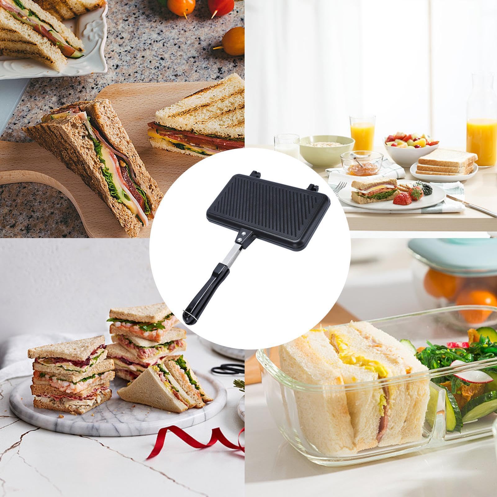 Padella a doppia faccia - Casaro, Pressa per sandwich | Macchina per panini per la colazione, Macchina per panini per doppia colazione da spiaggia, Teglia antiaderente per panini - Griglia per panini