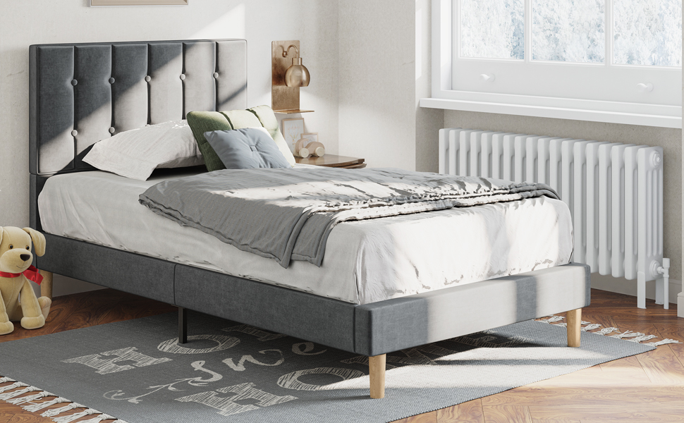 Amazon.com: LIKIMIO Twin Bed Frames, Velvet Upholstered
