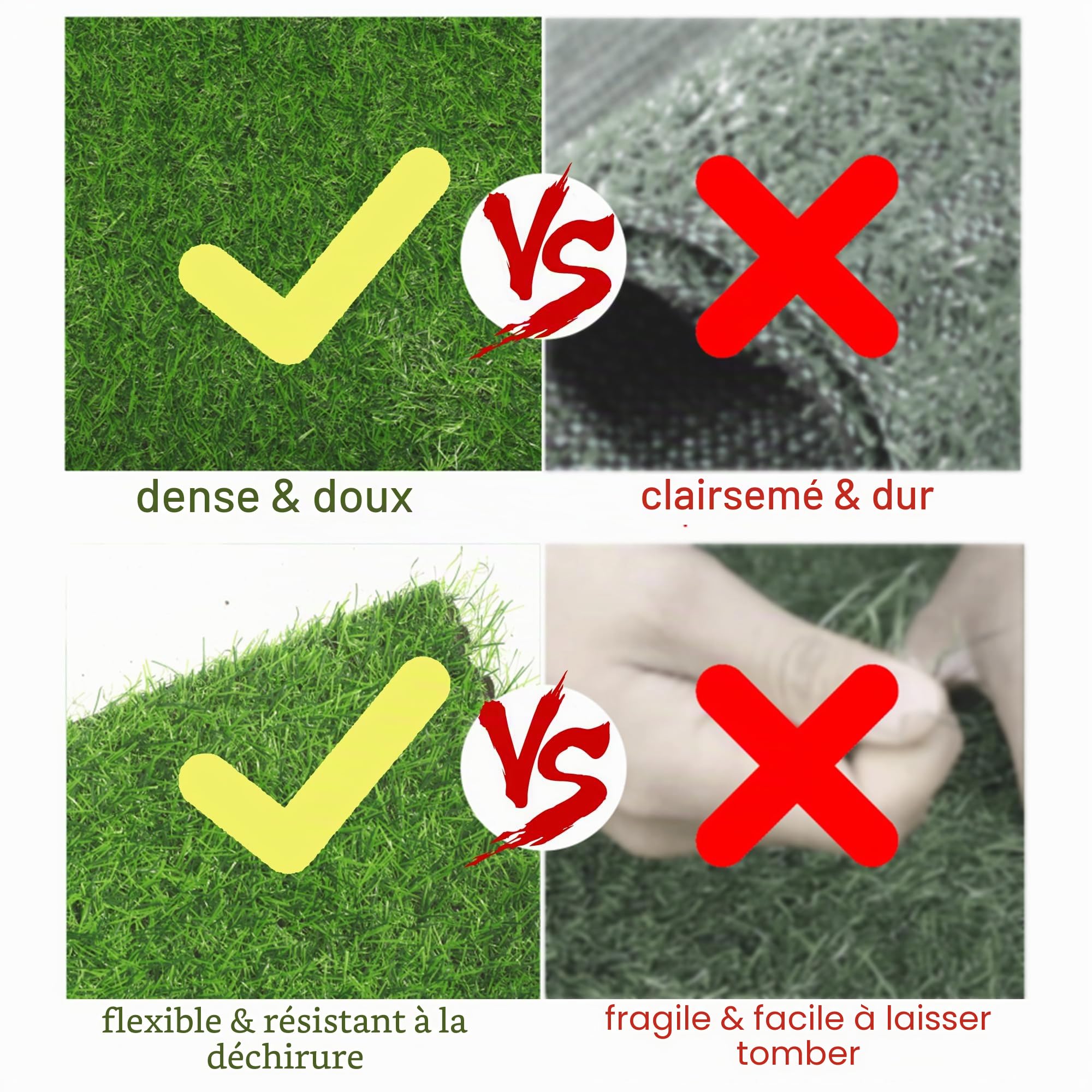 Nisorpa Tapis de gazon artificiel d'extérieur - 2 x 3 m - Gazon artificiel de 30 mm de hauteur - Rouleau de gazon synthétique perméable à l'eau - Pour l'extérieur, le balcon, le jardin, la terrasse