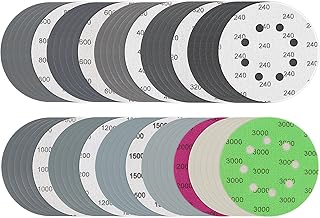 60Pcs Sanding Discs, iNUREYE 5 Inch 8 Hole Wet Dry Sandpaper, 240 320 400 600 800 1000 1200 1500 2000 3000 Assorted Grit Hook and Loop Sanding Sheets for Random Orbital Sanders (240-3000 Grit)