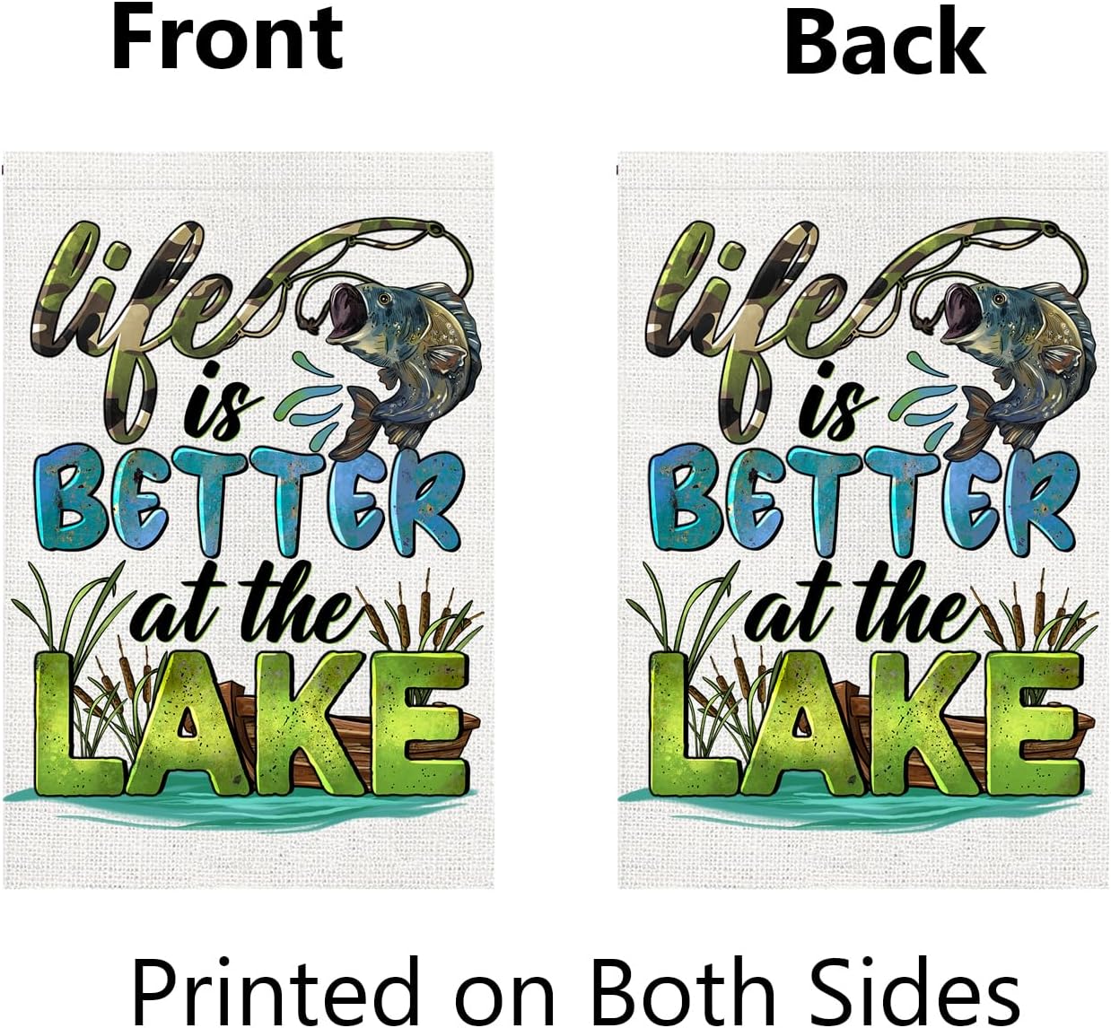 Life Is Better At The Lake Garden Flag Camo Fishing Camping Flags 12x18 Inch Double Sided Lake Life Yard Flag for Outside Lakeside House Decor Summer Holiday Decorations image 2