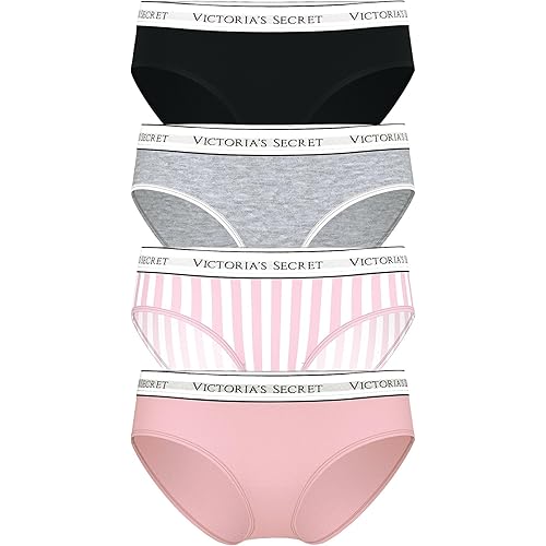 Victoria's Secret Women's Cotton Logo Hipster Underwear, Moderate Coverage Panties for Women, Multi Pack (XS-XXL)