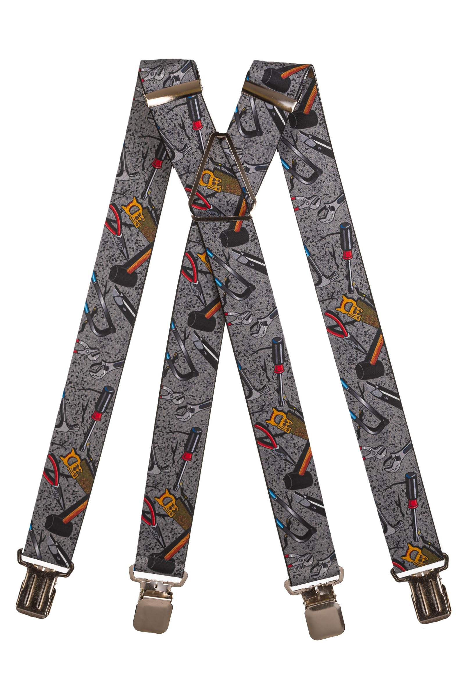 Olata Heavy Duty Tool Pattern Braces/Suspenders - Grey, 4cm - X-Shape (Adjustable Centre)