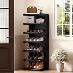 7-Tier Porte-chaussures verticales, étagère de porte-chaussure sans bambou, étrier de rangement des chaussures, Tour de chaussures d'entrée, Organisateur de chaussures verticales pour le placard étroit, Entrée, Hallway