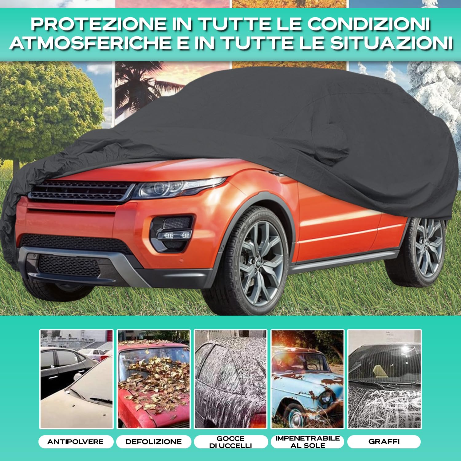 Copriauto Universale XXL per SUV, 4x4, Minivan, Furgone, Familiari, Avant - Telo Copertura Auto di Grandi Dimensioni