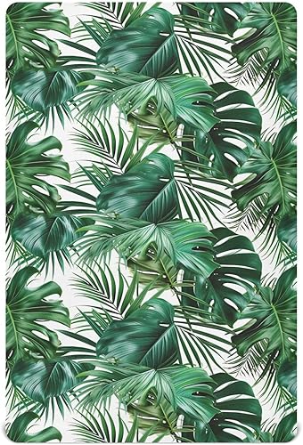 Kigai Fitted Crib Sheet for Boys Girls,Green Palm Leaves Jersey Knit Baby Sheet for Standard Crib and Toddler Bed Mattresses, Cozy Soft Breathable, disponible en Yaxa Venezuela