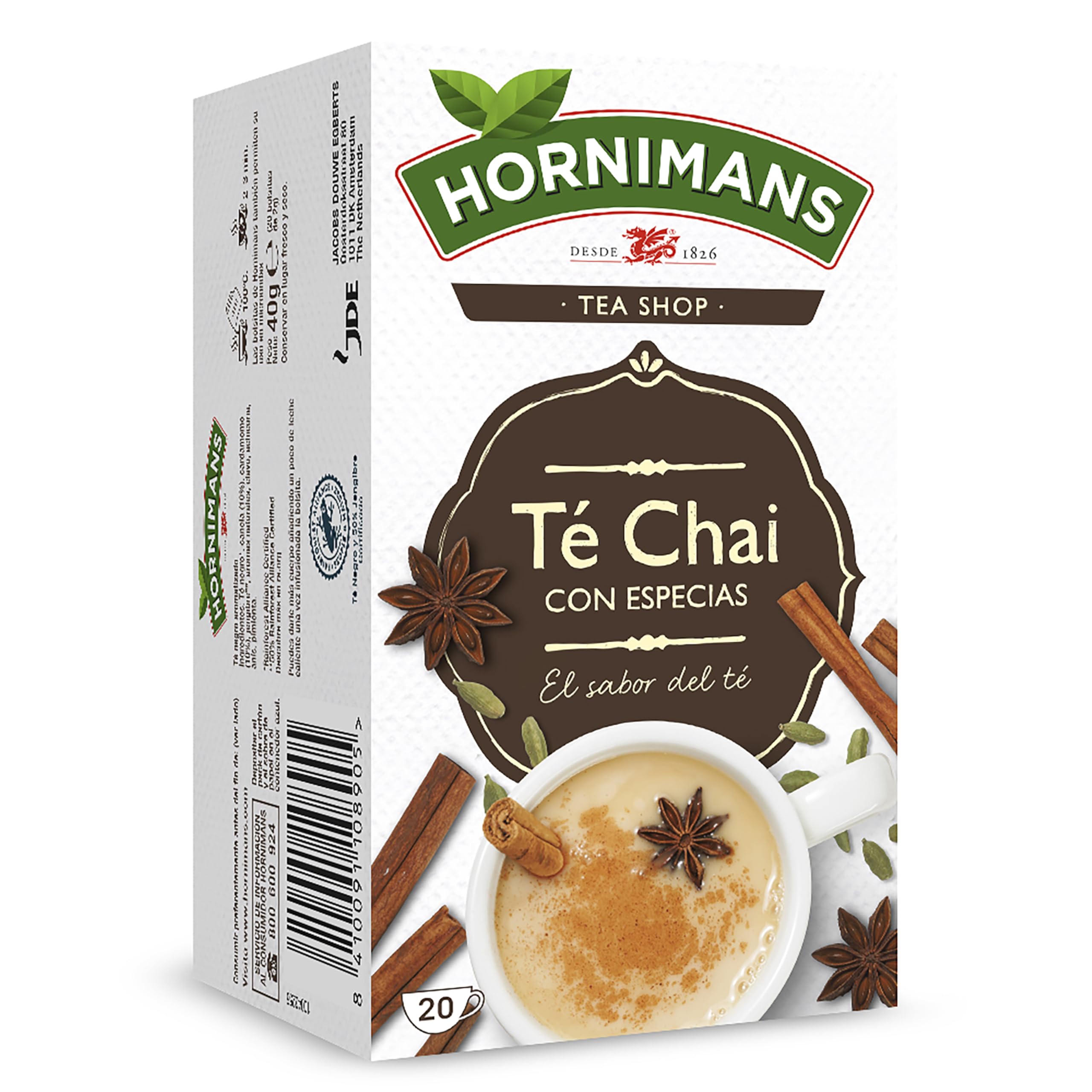 Hornimans Té Chai con Especias Ingredientes 100% Naturales | 20 bolsitas | Con Teína