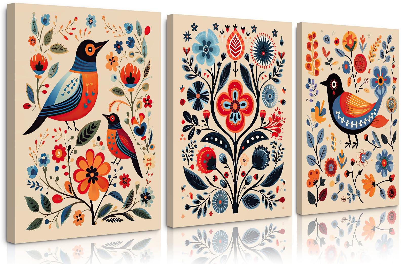 Amazon.com: Scandinavian Folk Wall Art Nodic Flower Canvas Wall