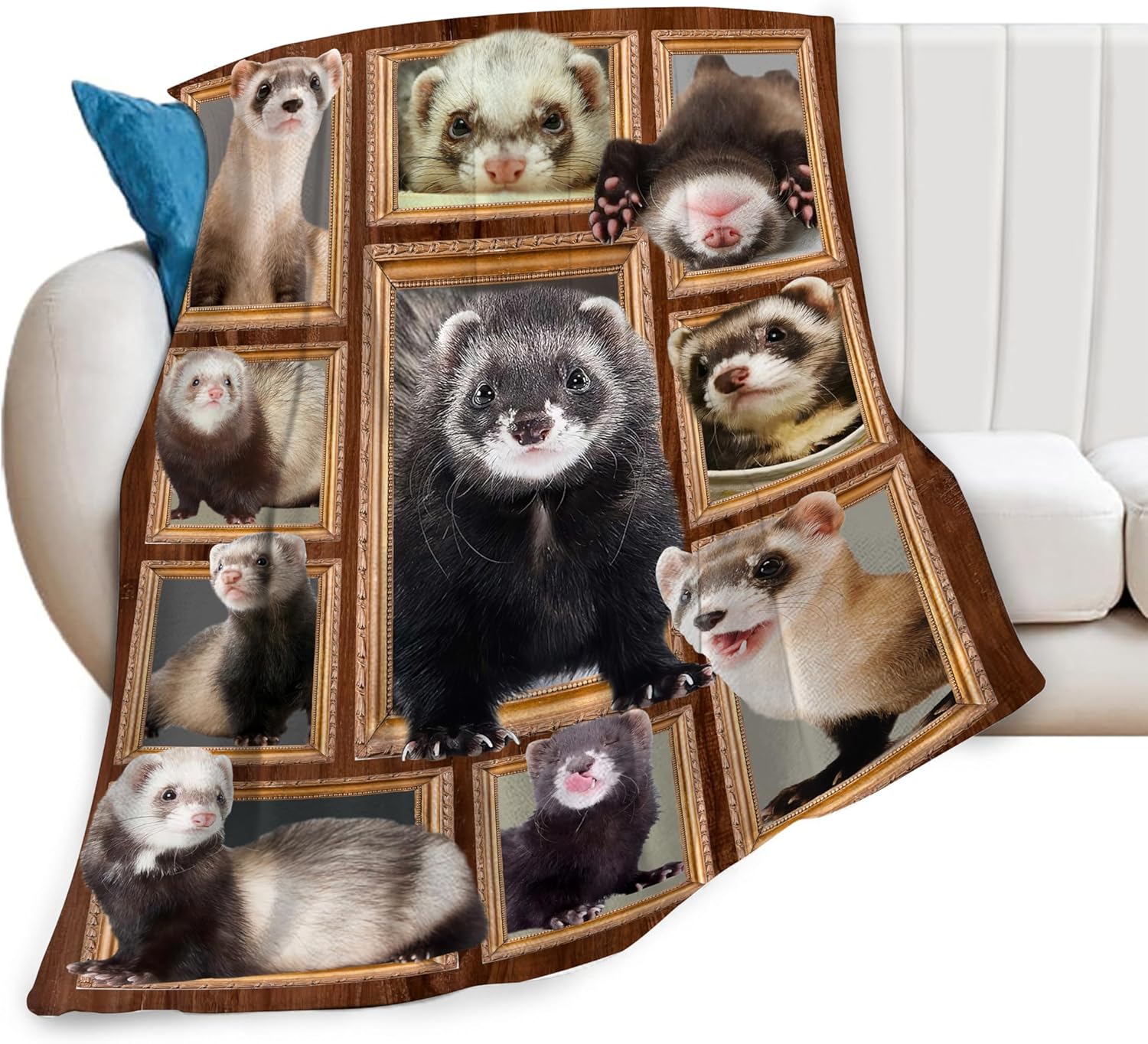 Cute Ferret Blanket Super Soft Cozy Ferret Animal Throw