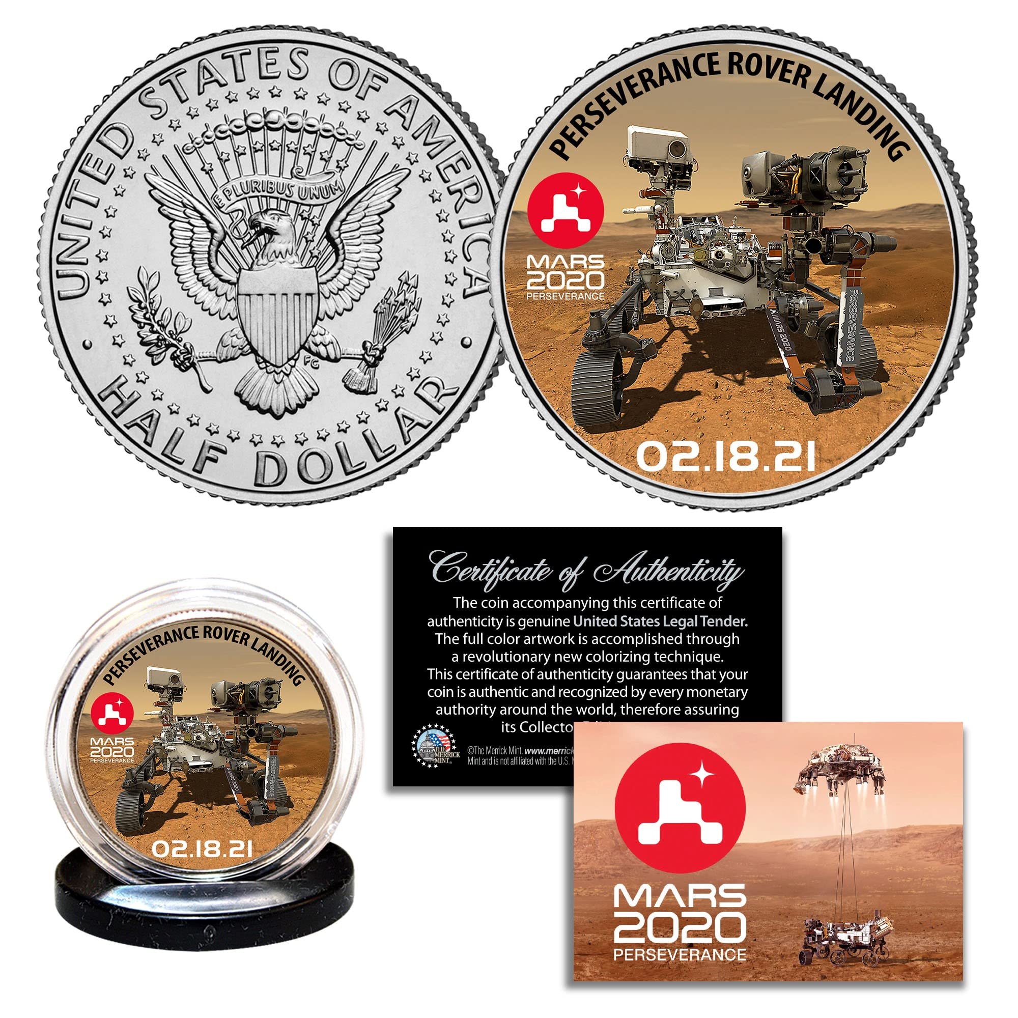 Mars 2020 Perseverance Rover Landing NASA Space Program Official JFK Kennedy Half Dollar U.S. Coin