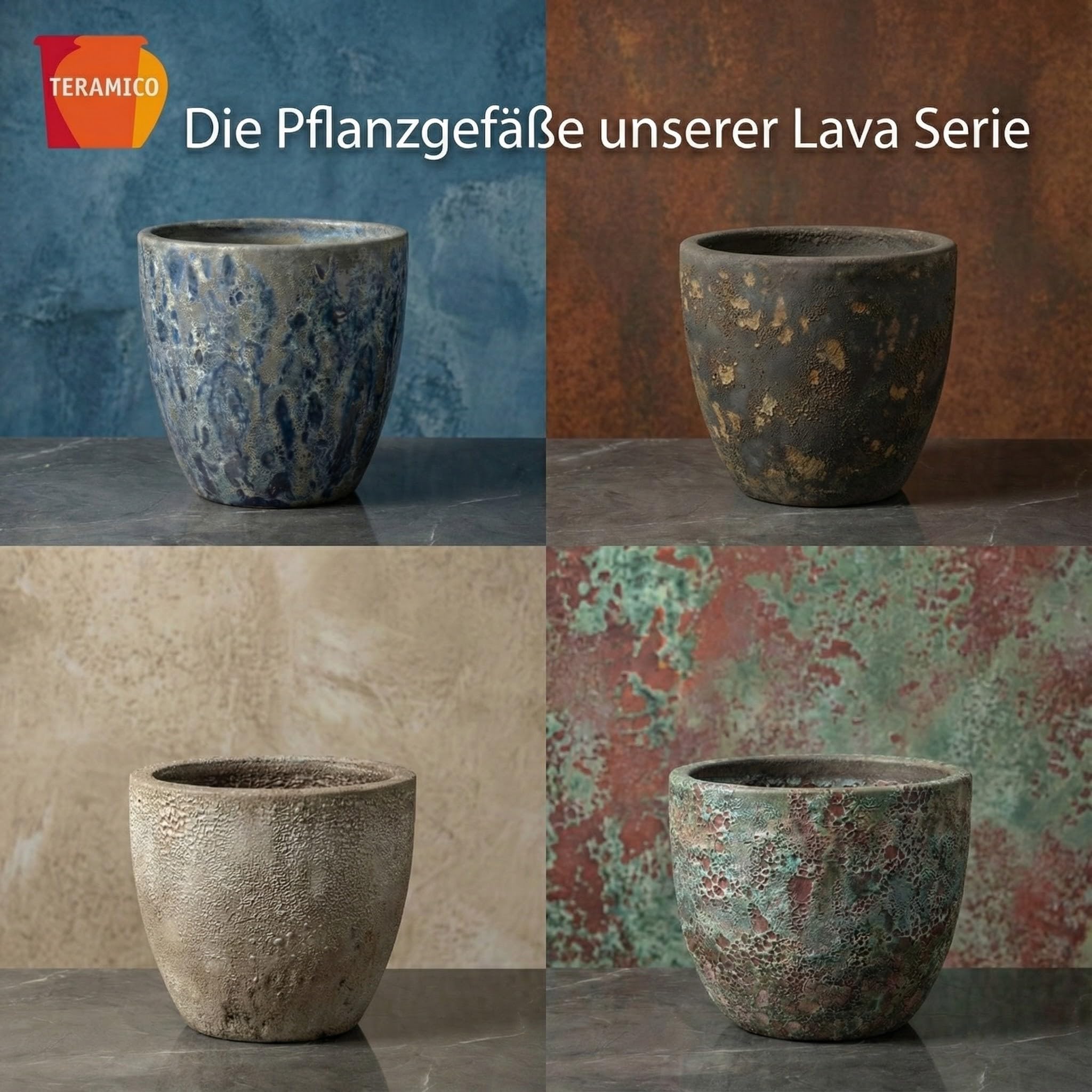 Teramico Donica na rośliny klasy premium, ceramiczna, glazurowana – 100% odporna na mróz i ręczne wykonanie. Donica na kwiaty z otworem do użytku na zewnątrz i wewnątrz. Wysokiej jakości ozdobna