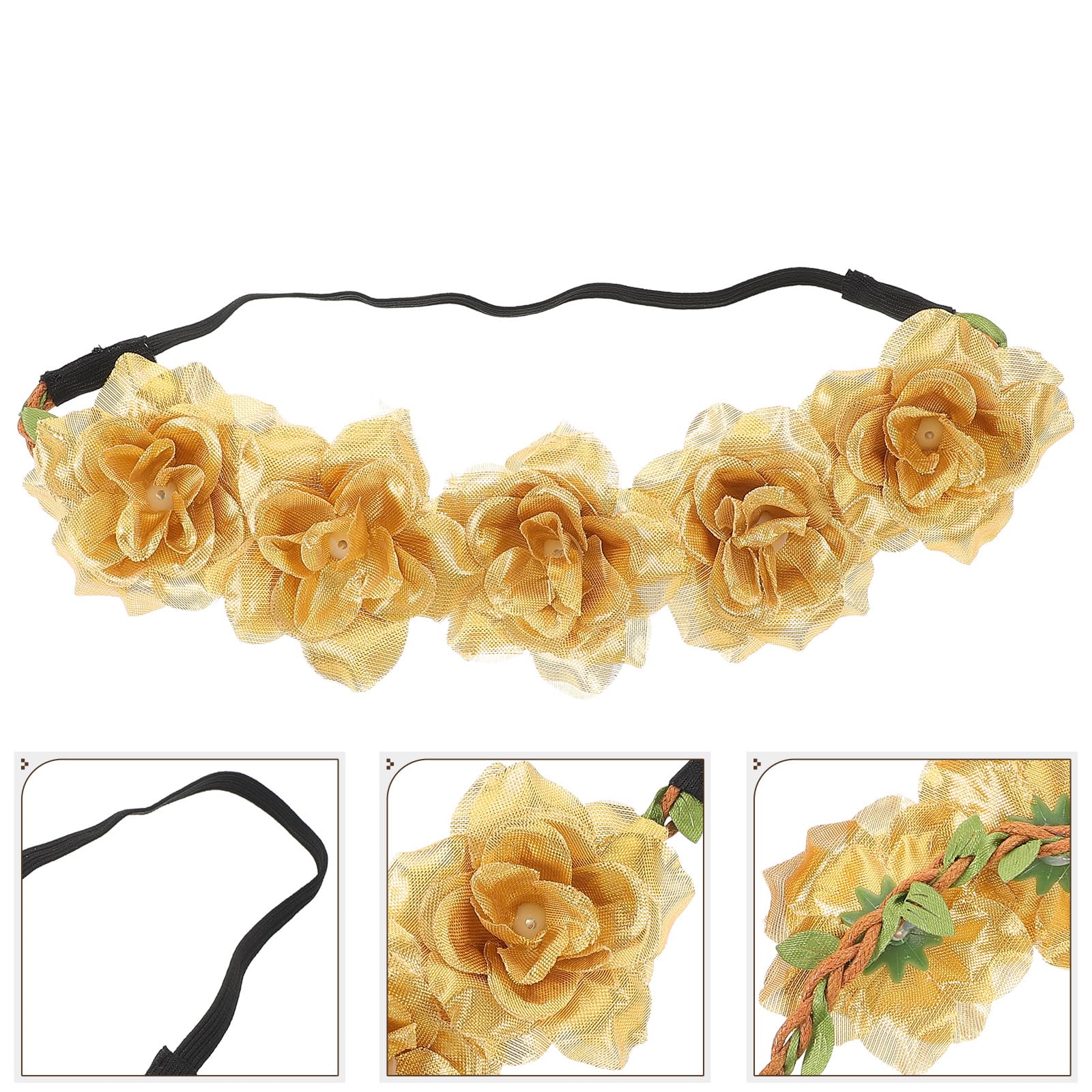 Amazon.com: Women Flower Crown Rose Headband: Gold Crown of 