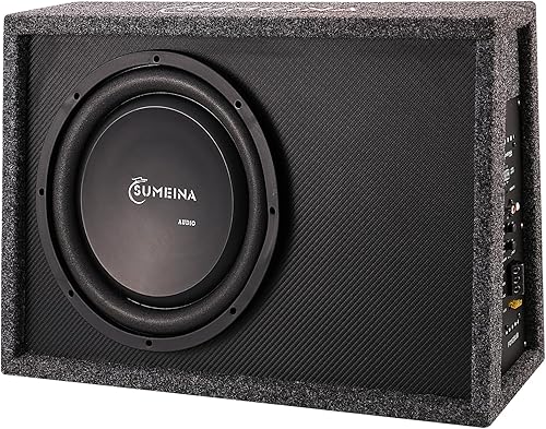SUMEINA Sistema de subwoofer activo compacto de 12 pulgadas, subwoofer de bajo de audio para automóvil de 1000 W, caja de subwoofer RMS de 120 W con