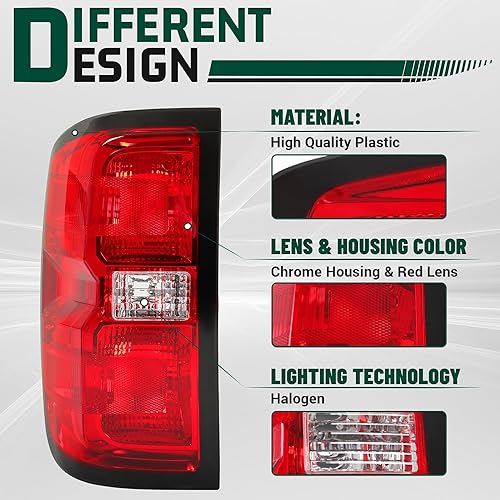 Miniatura 5 de KUAFU LH - Luz trasera sin bombilla compatible con Chevy Chevrolet Silverado 2014-2018 1500 2500 HD 3500 HD GMC Sierra 3500 HD Reemplazo para