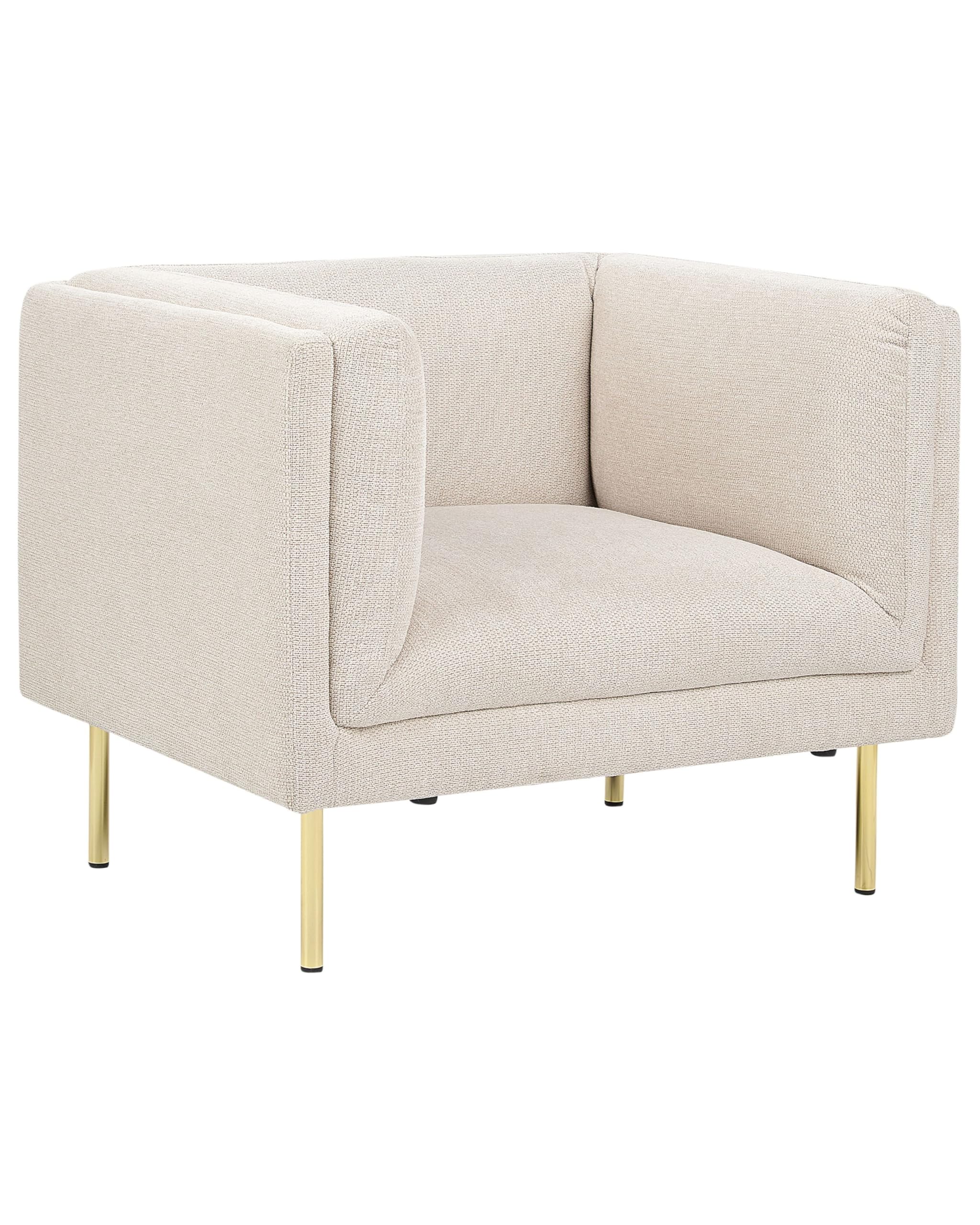 Beliani Sessel aus Stoff beige/goldene Beine mit Armlehnen modern Moen