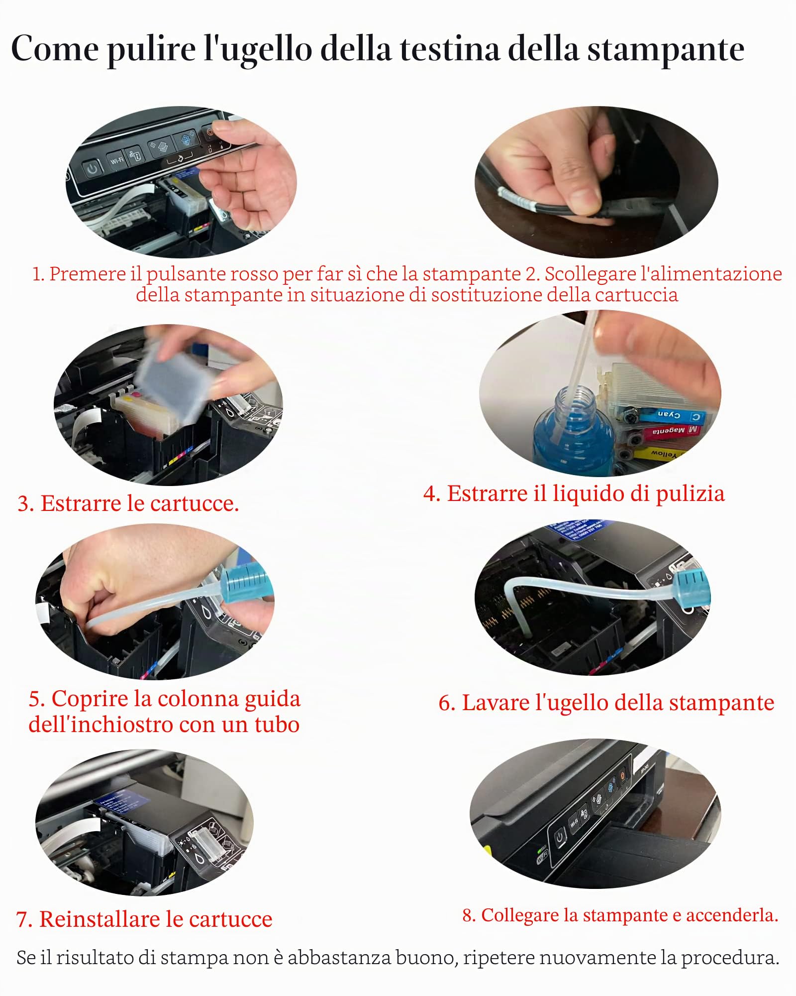 F-ink - Kit di pulizia testina per stampante compatibile con stampanti a getto d'inchiostro HP, Canon, Epson, Brother, Lexmark, liquido di pulizia per sbloccare l'ugello della stampante, 100 ml