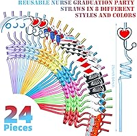 Vista 2 de Eaasty 24 pajitas de plástico reutilizables para enfermeras, para enfermeras, médicos, para matronas, farmacéuticos, para la semana de Huc