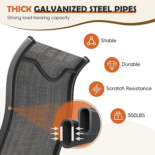 Miniatura 9 de UDPATIO Juego de 4 sillas de comedor al aire libre, respaldo alto, asiento ancho, muebles de patio con textileno transpirable para todo tipo de