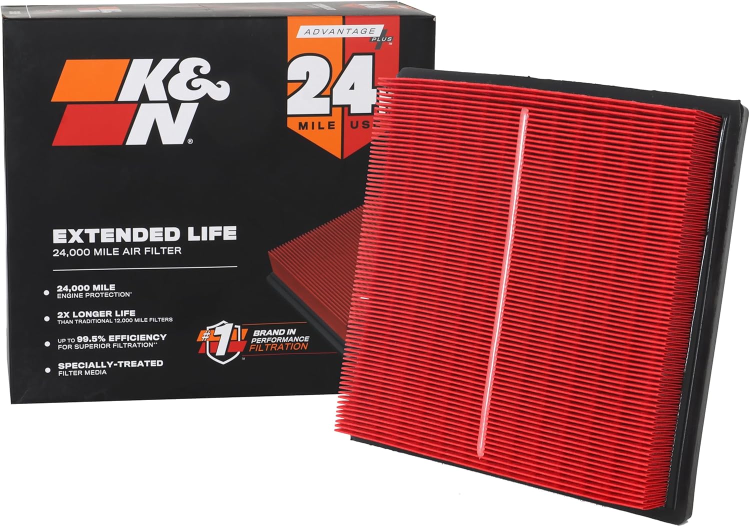 K&N Engine Air Filter: Extended Life 24,000 Mile Replacement Air Filter: Compatible with 2016-2019 Subaru H4 1.6/2.0/2.4 L (Ascent, Crosstrek, Forester, Impreza, XV), KNX-5064