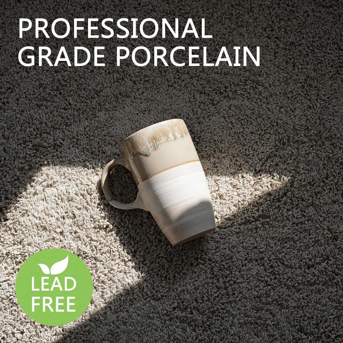 Bosmarlin Ceramic Travel Coffeel Mug with Handle and Lid, 18 oz, Portable Coffee Cup for Car Cup Holder, Microwave and Dishwasher Safe, Reactive Glaze (Brown Grey) - Image 3