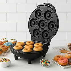 Máquina de Donuts 110V e Mini Cake Antiaderente Elétrica Capacidade para 7 Rosquinhas, Rápida, Efiiciente e Fácil de Limpar