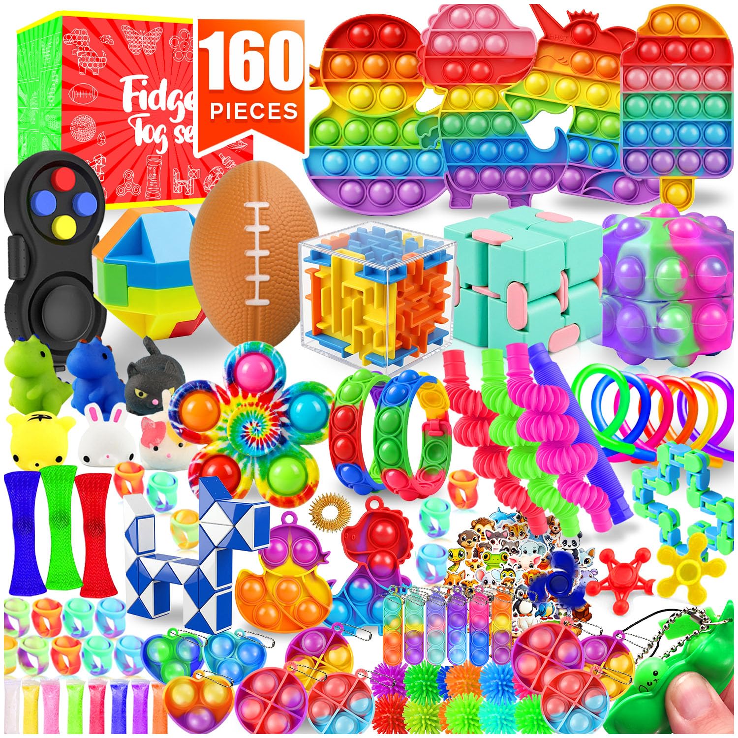 Fidget Toy Set, 35 Pcs Sensory Toy for ADD, OCD, Autistic Children, Adults, Anxiety Autism to Stress Relief and Anti Anxiety with Motion Timer, Perfect for Classroom Reward with Gift Box