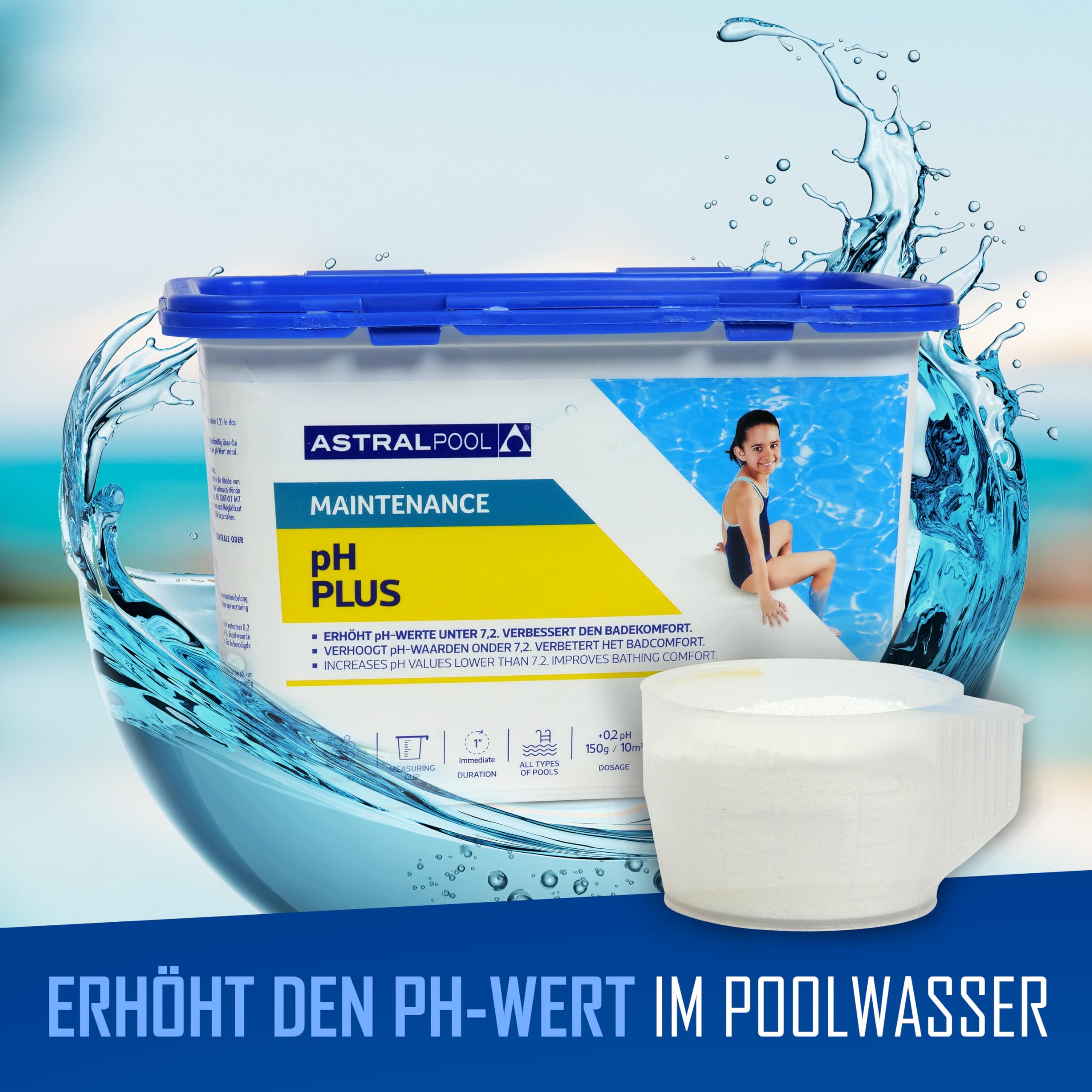 Astral Pool pH Minus und pH Plus Granulat Set 2,5 kg - Optimale pH-Wert Regulierung für Pools - Einfache Anwendung und Top Ergebnisse