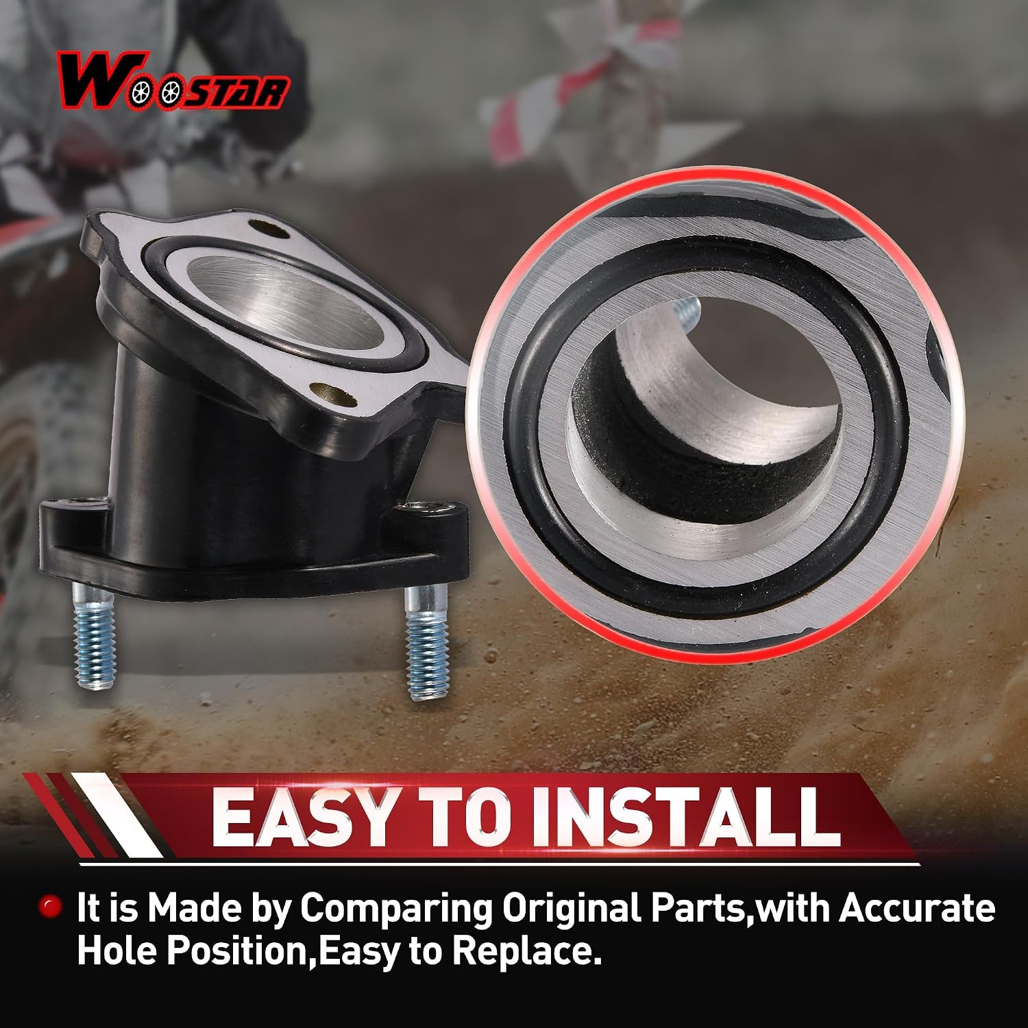 WOOSTAR 27mm Intake Manifold Pipe Oblique Replacement for CG 125cc 150cc 200cc Vertical Engine Roketa Sunl BMS JCL Jetmoto ATV 4 Wheeler Quad Dirt Pit Bike Go Kart