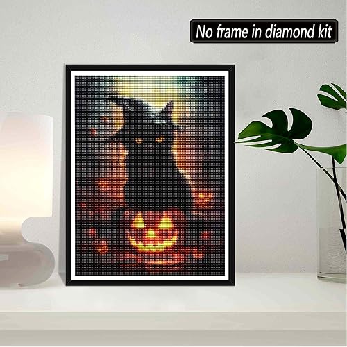 Miniatura 9 de SKRYUIE Kits de pintura de diamantes 5D para Halloween para adultos, taladro redondo completo, pintura de bricolaje con diamantes, arte de bordado